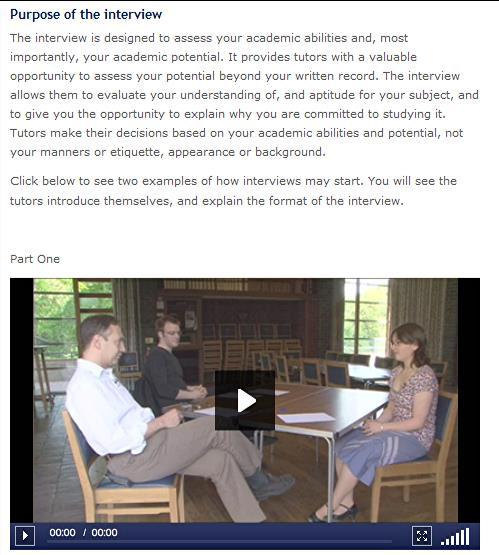 Short video clips on Oxford website Who will interview