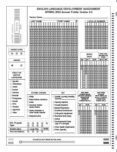 the Demographic section of each Student Answer document.