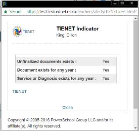 In the case of the TIENET icon, clicking on it will open a small pop-up window, and if you click on the TIENET link in the pop-up, TIENET will open in a new tab allowing you to access the student s