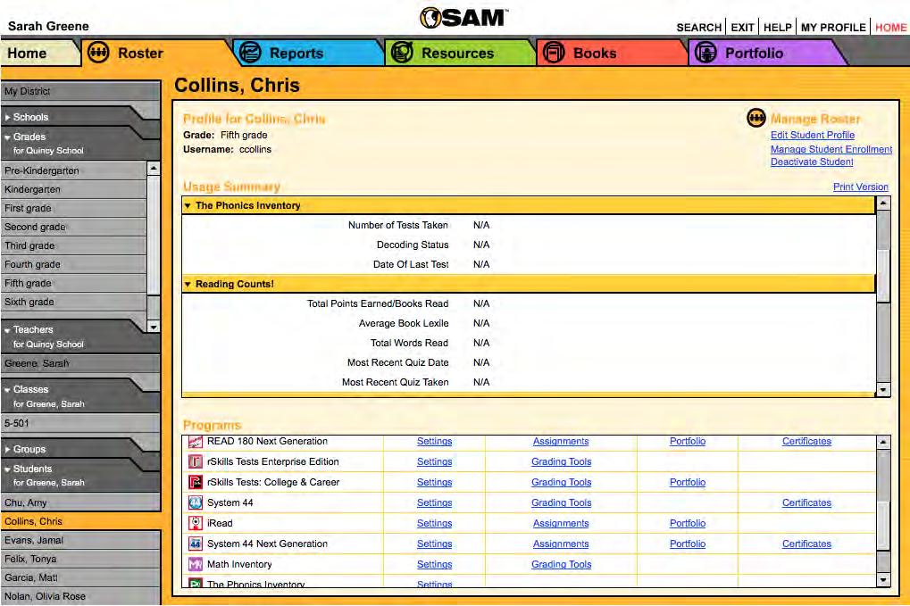 Usage Summary The Usage Summary Screen provides a quick snapshot of a student s performance on The Phonics