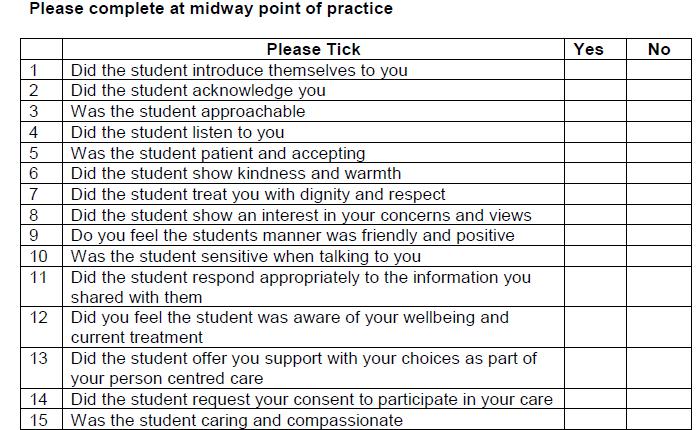 Please note: You the mentor should obtain the service user feedback prior to the student s midway interview so that