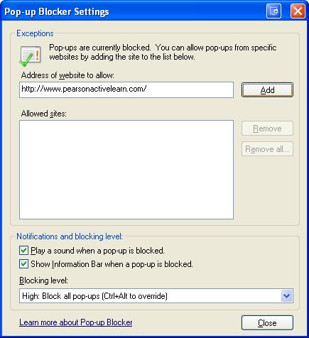 Technical How to turn off the pop-up blocker Microsoft Internet Explorer (version 9 or later) 1. Open Internet Explorer. 2.