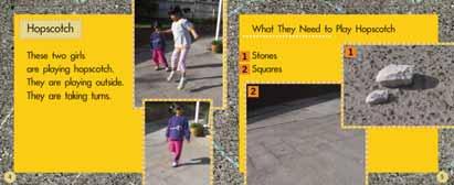 What two games does the book ask the children if they have played? 4/5 Discuss hopscotch with the children. Who plays it? What can they tell you about it? How is it played?