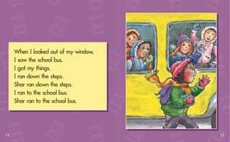 Ask the children which window the girl is looking out of in this picture. What is she looking at? Why is Shar not in the bus? What time of year is the setting for this story?
