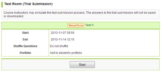 Find the test or survey for which you want to make a trial submission and click on the gear icon in the Manage column of the Test Administration or Survey Administration page. 2.