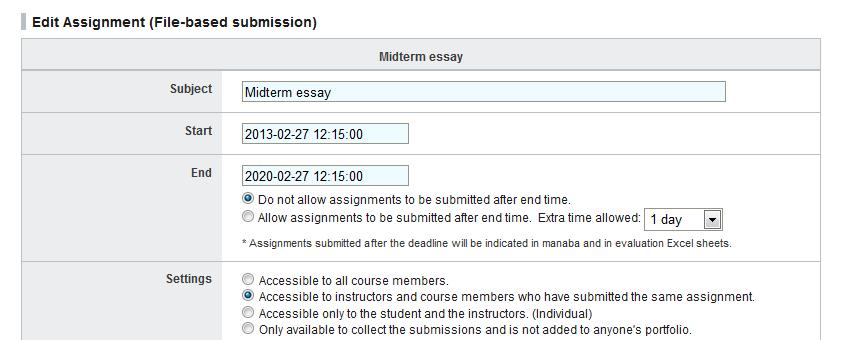 Edit an assignment Follow the steps below, in order to change the dates or questions of an assignment. 1. Click on Assignments Administration page and select Edit.