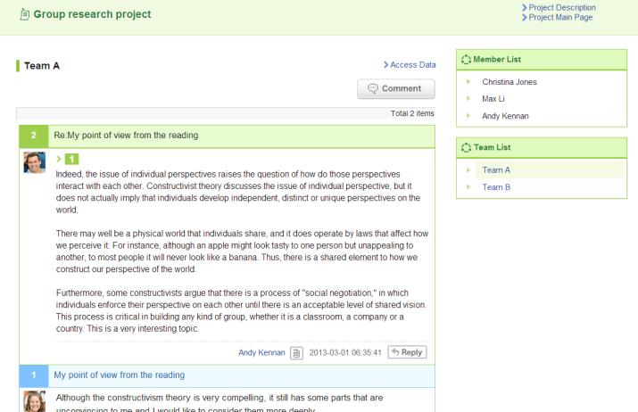 9 Projects (9-3 Team forum / project submission) Work on a project in teams Each team has their own forum where only the assigned team members and course instructors can post comments.