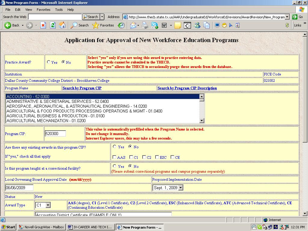SCREEN SHOT 3 Select Apply for a new program then click on the Continue