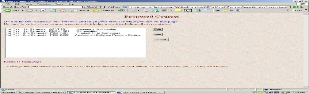 SCREEN SHOT 9 Click on Return to Add Course Form