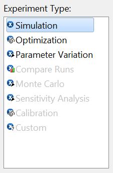 EXPERIMENTS IN ANYLOGIC There are different types of experiments (Educational Edition) Simulation (only one model run) Parameter Variation