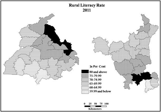 Figure 8 Figure 9 Spatial Pattern of Total Literacy Districts of Haryana which are