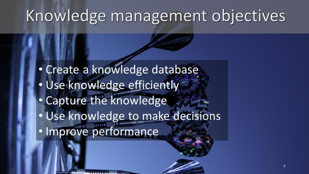 Knowledge management focuses on efficiently using the knowledge that a company has to reach business objectives such as gaining competitive advantage or improving performance and quality.