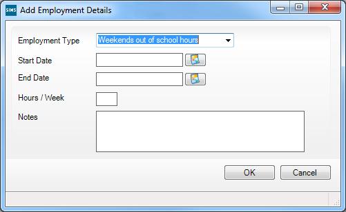 03 Preparing Data for the Current Academic Year 4. To add a new employment record, click the New button to display the Add Employment Details dialog.