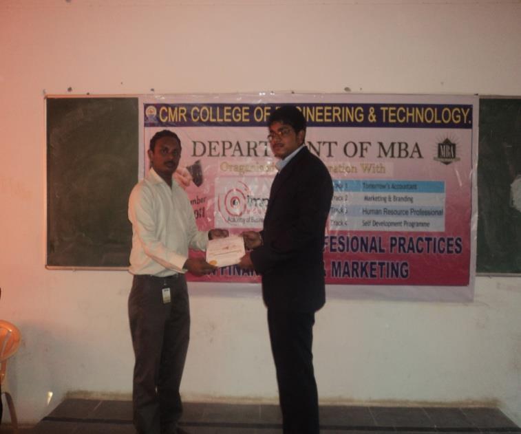 Specialization Oriented Training Award of Certificates to the students CGR LOGISTICS The department of MBA also had collaboration with CGR Logistics to render our services on providing an in-depth