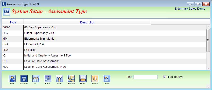 To access, click on File Setup Assessment Type Open.