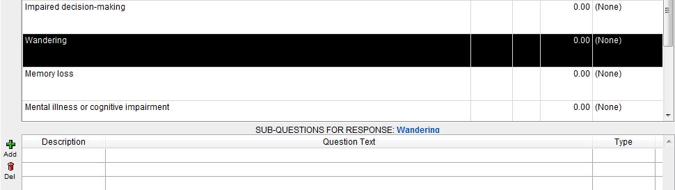 Decision Question Setup: Mark Decision Question to enable the setup of Sub-Questions.