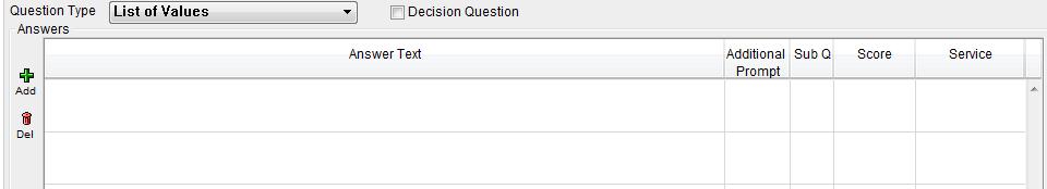 Question Type: Click the drop down for Question Type to