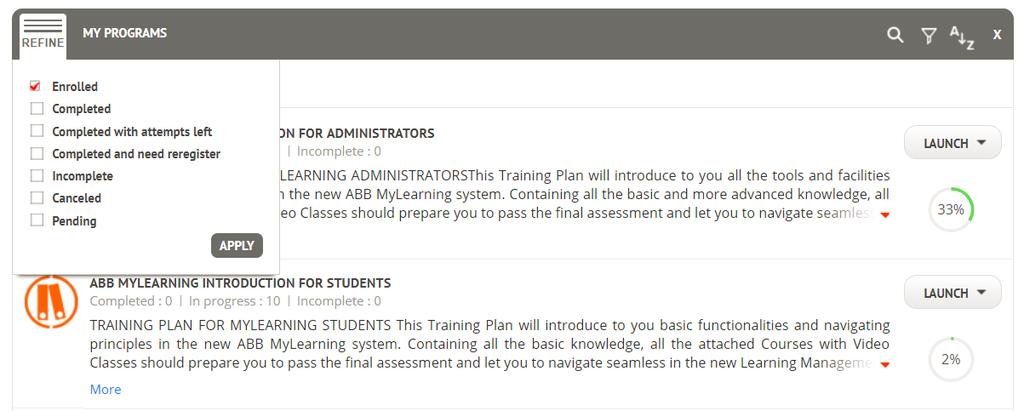 3. My Classes contains only 2 refine options: Scheduled showing the oncoming Classes session for you as an Instructor Completed showing the