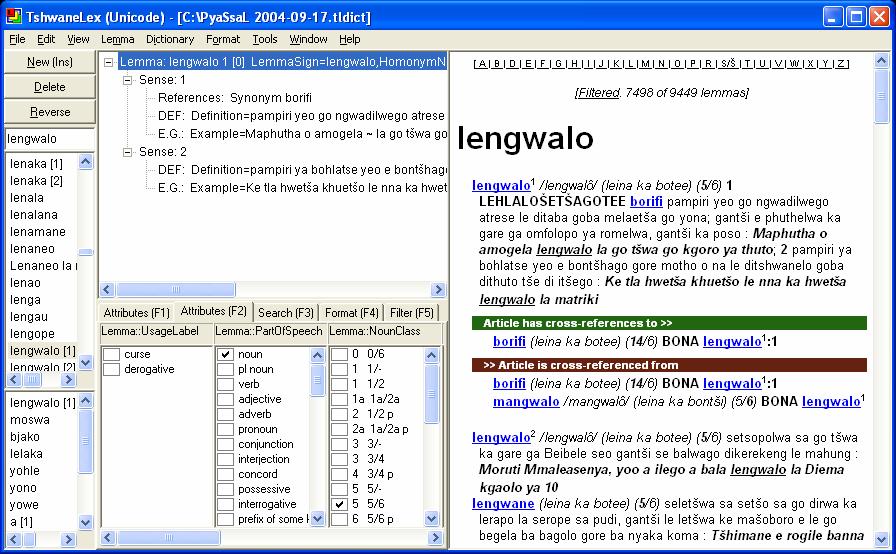 TshwaneDJe HLT Figure 3. TshwaneLex attribute lists editor dialog.