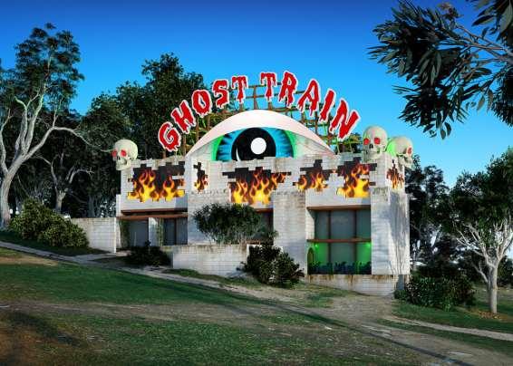 Funfair High Callum Morton Ghost Train, Bulleen 2011 digital print 94 x 131.