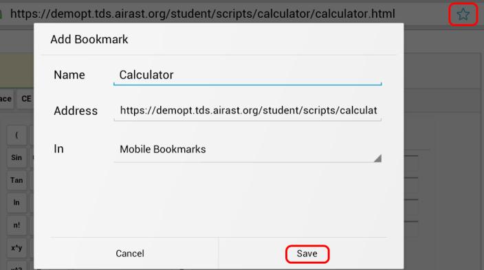 Bookmark and Add a Sample Calculator to Your Home Screen (Android) Save the Sample Calculator as a Bookmark 1.