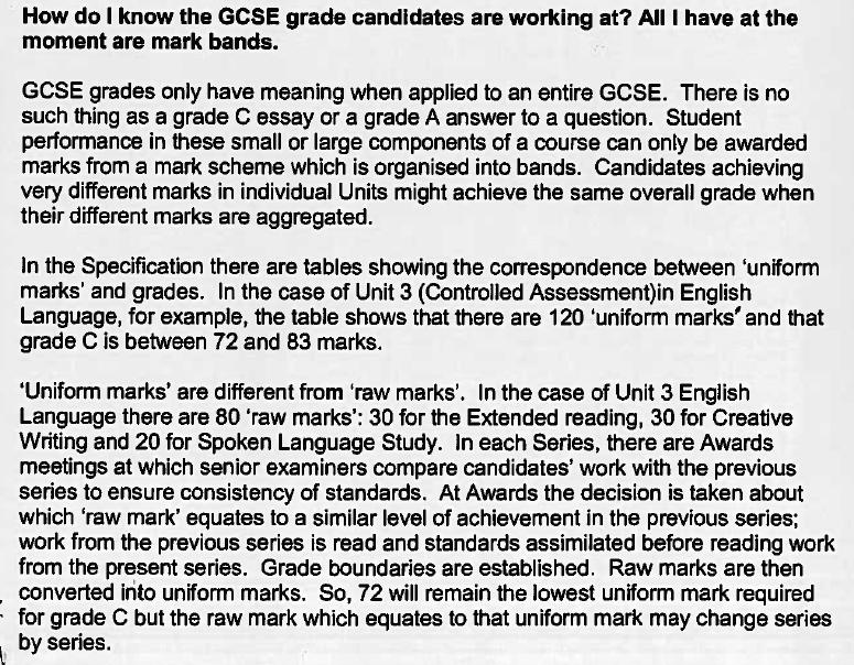 Evidence: Grade boundaries are not fixed Q25 Awarding Organisations were asked to provide details and examples, or links to where possible the information they gave or made available to schools about