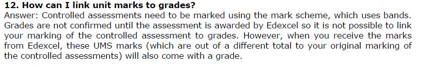 They also have frequently asked questions the example below relates to controlled assessment and making