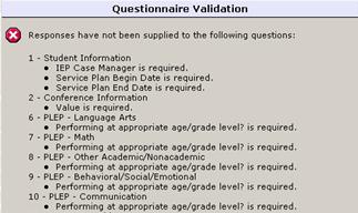 To start the IEP questionnaire from the Home Page You may also start the IEP questionnaire from the Activity area of your Home Page.