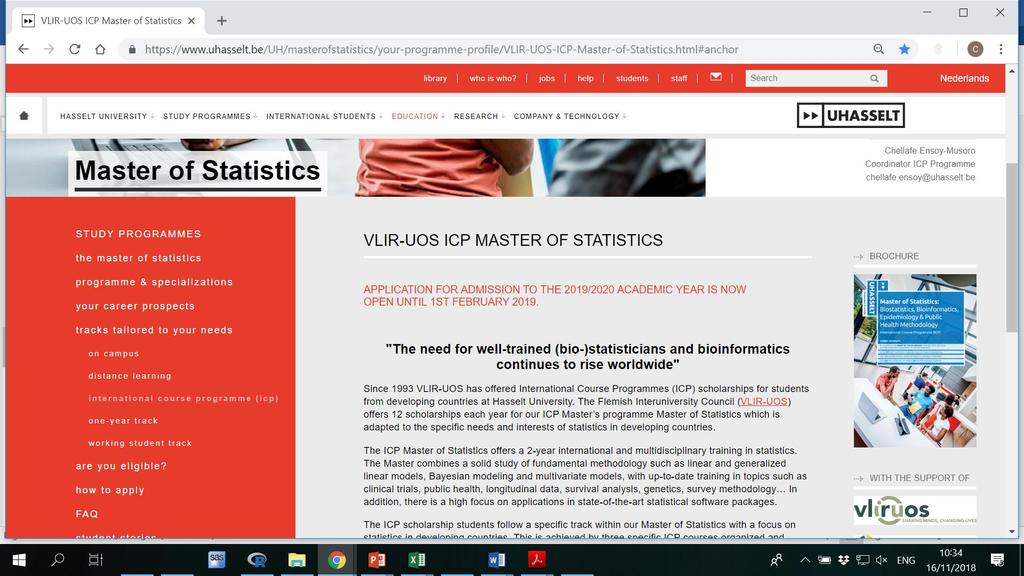 Go to the page tracks tailored to your needs for more information on the different tracks of the Master of Statistics programme.