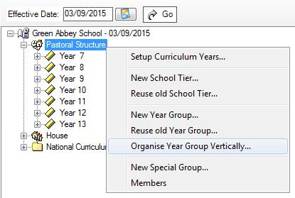 1. Select next year s pastoral structure (please see Opening the Structure of the New Academic Year on page 19). 2.