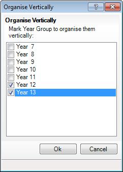 Select the check boxes of the year groups you wish to merge into a vertical structure then click the Ok button.