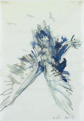 in. (49 x 28 cm) Adler, 1974 Watercolor