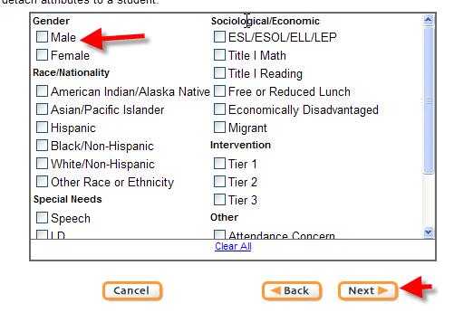 8. In the Attach Attributes section, click the box for ESL/ESOL/ELL/LEP to check.