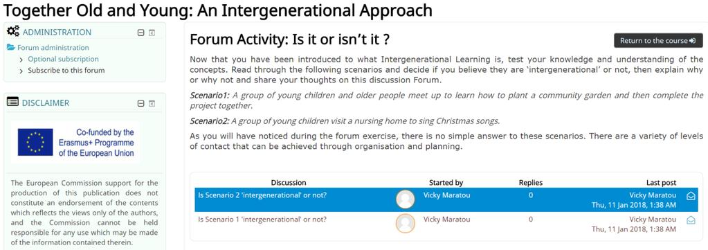 4. Forum activities The Forum activities are discussions in which tutors add discussion topics and learners can reply.