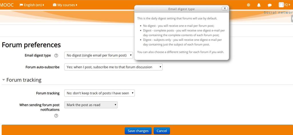 5 Figure 16: User preferences page 6. The Forum preferences page will appear (Figure 17); 7 Figure 17: Forum preferences page 7.