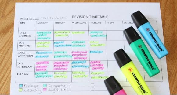 Revision Timetable Make sure every subject is covered. Break down subjects into topics.