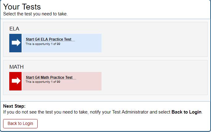 Select an Available Test Students: Your Tests Page 1. On the Your Tests page, select the test you need to take. 2. The student will wait for the TA to check test settings and approve participation. 3.