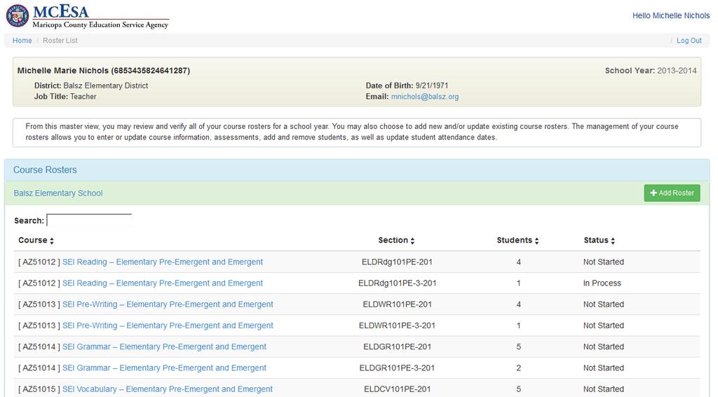 Step 4 Verify Course Rosters Workflow 4.1.
