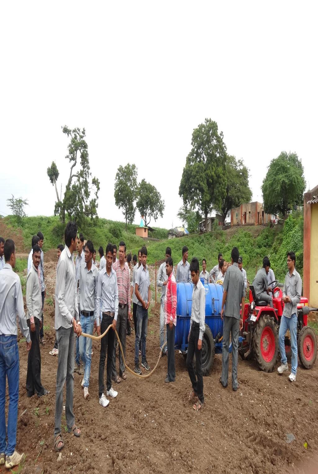 A moment when students watering