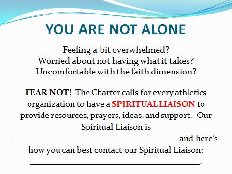 Key Points Coaches are not expected to be trained as catechists or youth ministers. The parish and the Archdiocese will provide the resources they need. Facilitator Instructions Read the slide.