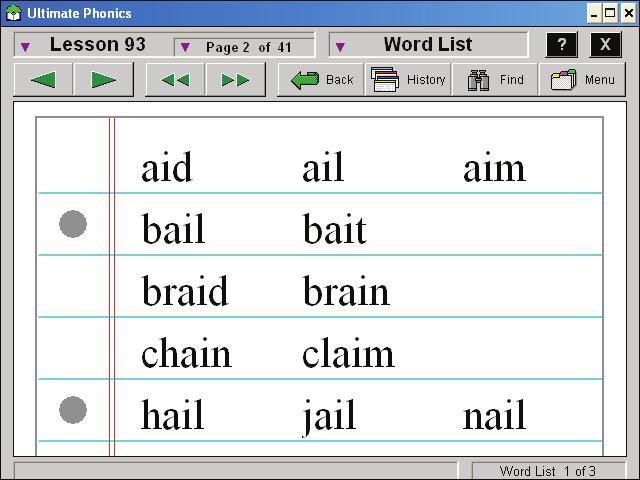 Word List Word List pages show you the list of words for a lesson.