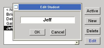 Typically the first thing a student will do when starting a session is go into the Students file and select himself as the active student.
