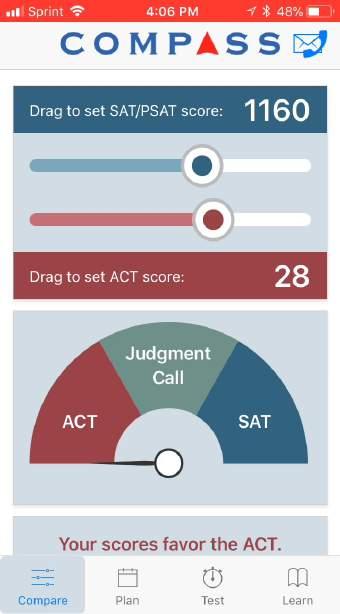App Feature: Comparing Scores Compare Compare SAT