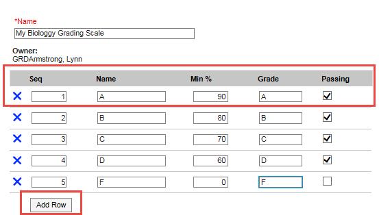 5. Click on Add Row Click on Save Enter the Grade Details NOTE: Add as many rows as needed. 6.