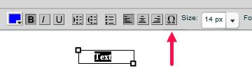 Inserting Math Symbols 1. Click on the Text tool in the left menu bar. 2.