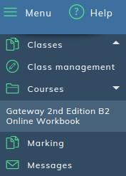 As a teacher, you have access to all the activities that your students can do. Click Menu followed by the course you wish to view under Courses.