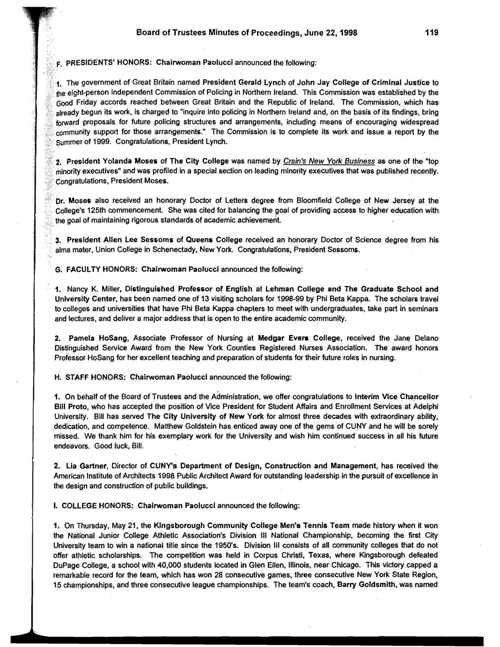 Board of Trustees Minutes of Proceedings, June 22,1998 F.