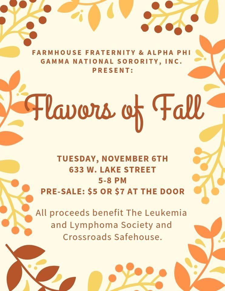 i. Flavors of Fall 1. tickets- facebook page or by a sister b. Beta Gamma Nu Fraternity, Inc. i.