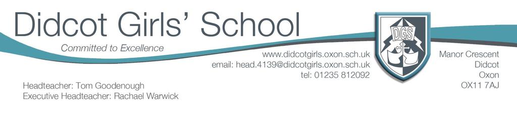 Didcot Girls School Job Description for Teacher Responsible to: Head of Department (teacher)/ Head of Year (form tutor) Working Time: 195 days / 1265 hours per year (Full time, or Part-time