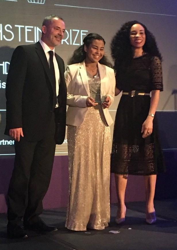 Year 10 student Shahd, won the Einstein Prize, sponsored by Capita, and Paul won runner-up for the prestigious Chairman s Social Action Staff award, sponsored by Ormiston Trust, after hundreds of